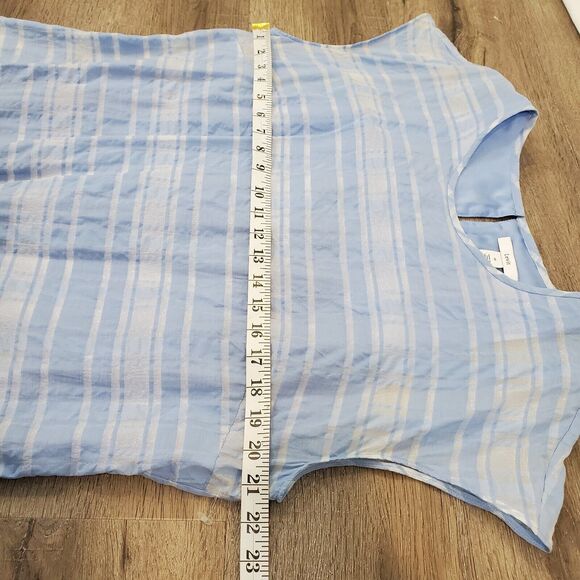 Lewit Sheer Check Midi Dress 16 Blue Handkerchief Hem Preppy Academia Nautical - Picture 3 of 7